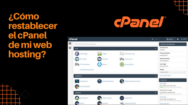 ¿Cómo restablecer el cPanel de mi web hosting?